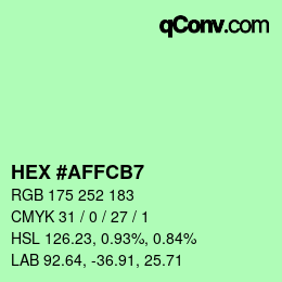 Color code: HEX #AFFCB7 | qconv.com