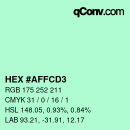 Color code: HEX #AFFCD3 | qconv.com
