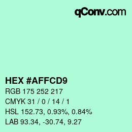 カラーコード: HEX #AFFCD9 | qconv.com