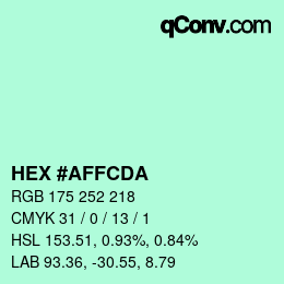 カラーコード: HEX #AFFCDA | qconv.com