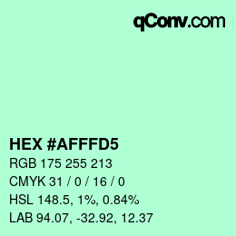 Color code: HEX #AFFFD5 | qconv.com