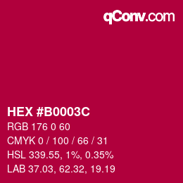Color code: HEX #B0003C | qconv.com