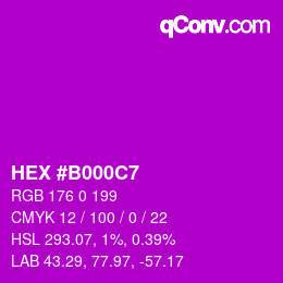 Code couleur: HEX #B000C7 | qconv.com