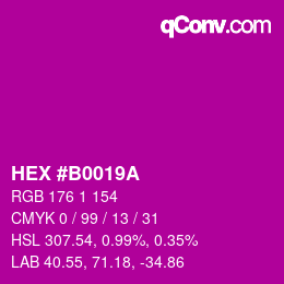 Color code: HEX #B0019A | qconv.com
