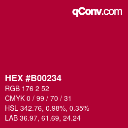 颜色代码: HEX #B00234 | qconv.com