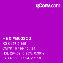 カラーコード: HEX #B002C3 | qconv.com