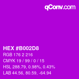 Color code: HEX #B002D8 | qconv.com
