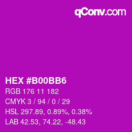 Farbcode: HEX #B00BB6 | qconv.com