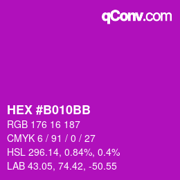 カラーコード: HEX #B010BB | qconv.com
