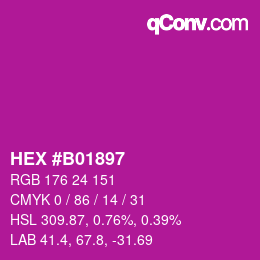 颜色代码: HEX #B01897 | qconv.com