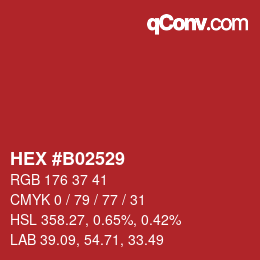 Código de color: HEX #B02529 | qconv.com