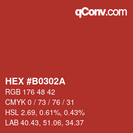 Color code: HEX #B0302A | qconv.com
