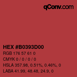カラーコード: HEX #B0393D00 | qconv.com