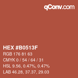 カラーコード: HEX #B0513F | qconv.com