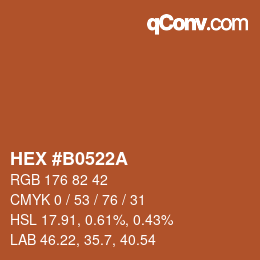 Color code: HEX #B0522A | qconv.com