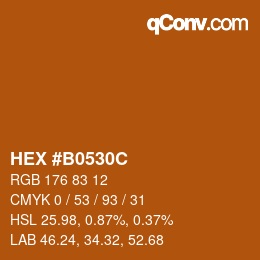 Color code: HEX #B0530C | qconv.com
