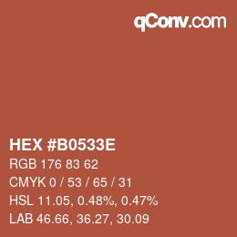 Color code: HEX #B0533E | qconv.com