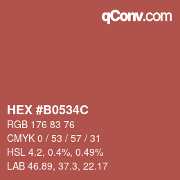 Color code: HEX #B0534C | qconv.com