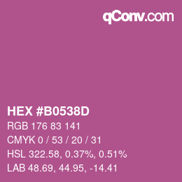 颜色代码: HEX #B0538D | qconv.com
