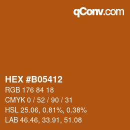 颜色代码: HEX #B05412 | qconv.com