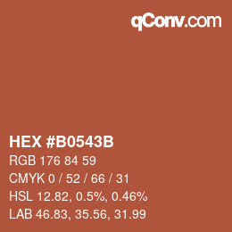 カラーコード: HEX #B0543B | qconv.com