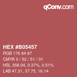 颜色代码: HEX #B05457 | qconv.com