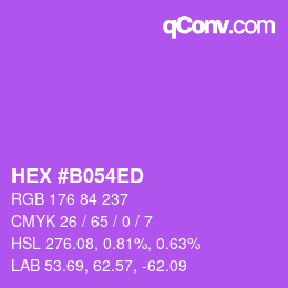 カラーコード: HEX #B054ED | qconv.com