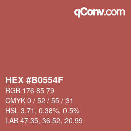 Color code: HEX #B0554F | qconv.com