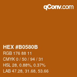 カラーコード: HEX #B0580B | qconv.com