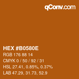 Color code: HEX #B0580E | qconv.com