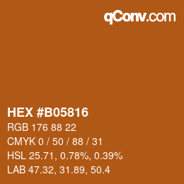 Color code: HEX #B05816 | qconv.com