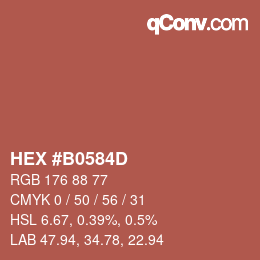 Color code: HEX #B0584D | qconv.com