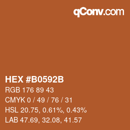 カラーコード: HEX #B0592B | qconv.com