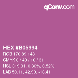 颜色代码: HEX #B05994 | qconv.com