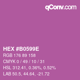 カラーコード: HEX #B0599E | qconv.com