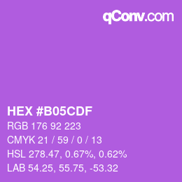 カラーコード: HEX #B05CDF | qconv.com