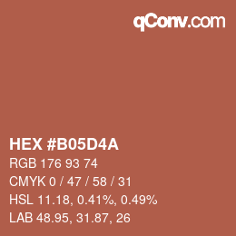 カラーコード: HEX #B05D4A | qconv.com