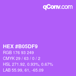 颜色代码: HEX #B05DF9 | qconv.com