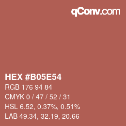 颜色代码: HEX #B05E54 | qconv.com