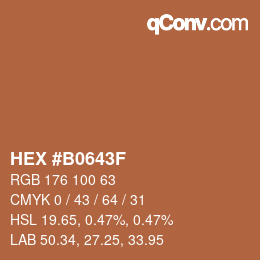 Color code: HEX #B0643F | qconv.com
