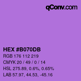 カラーコード: HEX #B070DB | qconv.com