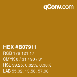 カラーコード: HEX #B07911 | qconv.com