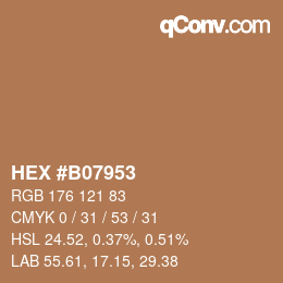 颜色代码: HEX #B07953 | qconv.com