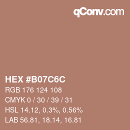 Color code: HEX #B07C6C | qconv.com