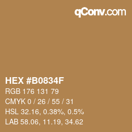 Color code: HEX #B0834F | qconv.com