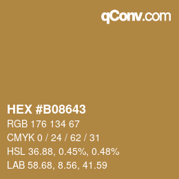 Color code: HEX #B08643 | qconv.com