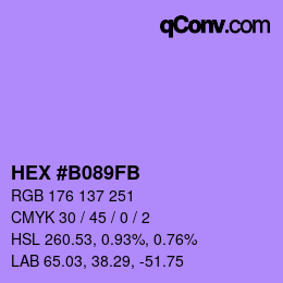 Color code: HEX #B089FB | qconv.com