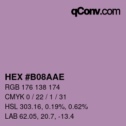 Color code: HEX #B08AAE | qconv.com