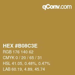 Color code: HEX #B08C3E | qconv.com
