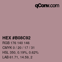 Color code: HEX #B08C92 | qconv.com